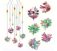 UVOBWXMUC /Libélula pintura de diamante carillón de viento puerta y ventana joyería dormitorio balcón piso decoración colgante hecho a mano DIY regalo creativo
