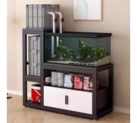 UVPSJDE Soporte para Pecera,Estructura Estable + Alfombrilla Antideslizante,Zona Almacenamiento Abierta/Cerrada,Apto para Salones/oficinas/hoteles,fácil Instalar Y Limpiar(Black,110cm/43.3in)