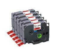 UVQAPXWD 5 10 20PK Tze231 Compatible con Suministros de Impresora Cinta de Etiquetas Tze 231 131 531 631 334 335 12 mm Tze231(5PK Black on Red)