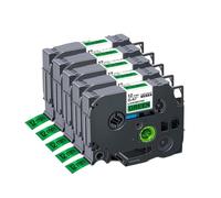 UVQAPXWD 5 10 20PK Tze231 Compatible con Suministros de Impresora Cinta de Etiquetas Tze 231 131 531 631 334 335 12 mm Tze231(5PK Black on Green)