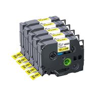 UVQAPXWD 5 10 20PK Tze231 Compatible con Suministros de Impresora Cinta de Etiquetas Tze 231 131 531 631 334 335 12 mm Tze231(5PK Black on Yellow)