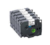 UVQAPXWD 5 10 20PK Tze231 Compatible con Suministros de Impresora Cinta de Etiquetas Tze 231 131 531 631 334 335 12 mm Tze231(5PK Black on White)