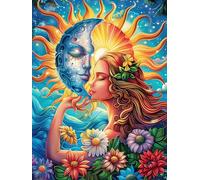 Œuvre d'art déesse soleil et lune Puzzle 300 Piezas Cartón Resistente Para Toda La Familia Mitos fantásticos Cuento De Hadas Diversión Familia Mejora Concentración Calidad Profesional Regalo Pensado 3
