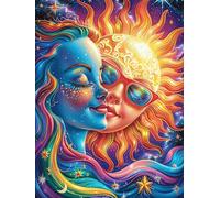 Œuvre d'art déesse Soleil et Lune Puzzle 500 Piezas Cartón Grueso para Principiantes Mitos fantásticos Ejercicio Mental Relajante Ocio Creativo Casa Regalo Creativo 500 PCS