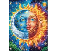 Œuvre d'art Visage de déesse Soleil et Lune Puzzle 500 Piezas Cartón Grueso para Adultos Mitos fantásticos Cuento De Hadas Diversión Grupal Entrenamiento Cerebral Regalo Navideño Regal