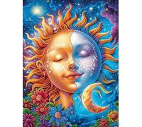 Œuvre d'art Visage de déesse Soleil et Lune Rompecabezas 300 Piezas Cartón para Toda La Familia Mitos Animal Planta Juego Compartir Estimulación Cognitiva Regalo Fin De Año Mejor Valorado 300 PCS