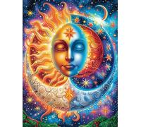 Œuvre d'art Visage de déesse Soleil et Lune Rompecabezas 500 Piezas Cartón para Parejas Mitos Animal Planta Actividad Tiempo Libre Terapia Relajación Decoración Salón Regalo Sorpresa 500 PCS