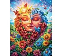 Œuvre d'art Visage de déesse Soleil et Lune Rompecabezas 500 Piezas Cartón para Toda La Familia Mitos Animal Planta Ocio Tranquilo En Casa Alivio Ansiedad Decoración Artística Detalle Regalo 500 PCS