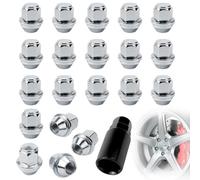 UVVRUR 20 tuercas de rueda cromadas para tuercas de rueda, tapas cerradas, tuercas cónicas de 60°, M12 x 15, para la mayoría de Ford Fiesta, Focus Fusion (B-M12 x 1,5, plateada)