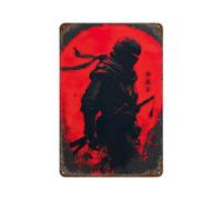 UWASCISF Póster de metal con diseño de silueta de un ninja con rojo SuWall Decoration, 30 x 20 cm