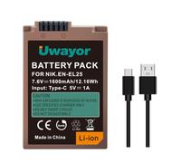 Uwayor Batería EN-EL25 para Nikon Z30 / Z50 / Zfc / Z50 II, USB-C Batería de cámara de Carga rápida de 1,75 Horas para Nikon Z30, Z50, Zfc