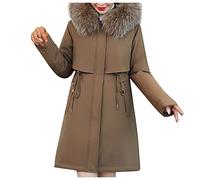 Uwdiohq Abrigo cálido de Invierno para Mujer, Sudaderas con Capucha Recortadas de sintética de algodón Grueso Abrigos Casual Invierno Mujer Gabardina Tres Cuartos Mujer