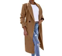 Uwdiohq Abrigo de Lana sintética para Mujer, Blusa, Abrigo, Gabardina, Chaqueta Larga, cinturón Largo Ajustado para Mujer, Abrigo Elegante, Prendas de Vestir Chaqueta Imitación Cuero Mujer