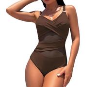 Uwdiohq Body Moldeador Mujer Shapewear Women's Swimsuit Sexy Mesh Bathing Suit Front Swimwear Mallas Baratas (Coffee, M) Vestir con Cremallera Bodys Elegantes Blanco Bodies Fiesta Elegante Mono