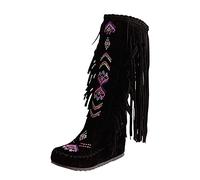 Uwdiohq Botas mujer suela antideslizante para calle rodilla Flock estilo | Botas De Seguridad Mujer Calzado Barefoot Futbol Hombre Marron Agua Caña Ancha Bota Mil itar Nieve Impermeable Cómodas