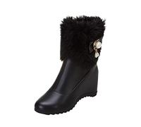 Uwdiohq Botines Elegantes para Fiesta Boda Botas para Lateral y Cremallera | Botas Ancho Especial Zapatillas Senderismo Mujer Negras Azul Marino Cortas Muje r Nieve Impermeable Zapatos Talla 42 Botines