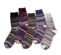 Uwdiohq Calcetines Calentitos Mujer Paquete De 5 Invierno Cálidos Punto Fríos Lana Vintage Medias Hasta La Andar Por Casa Largos Deporte Para El Agua Antideslizantes Gorditos Térmicos Termicos