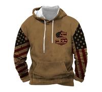 Uwdiohq Camisa Sin Mangas Hombre American Flag Sweatshirts For Men USA Graphic Hoodies Western Pullover Shirts Tops Mono Obeso (Khaki, XXL) Ropa Running Gimnasio Impermeable Chaqueta Muscle Fit