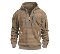 Uwdiohq Camisa Sin Mangas Hombre American Sweatshirt Men's Winter Plus Velvet Thickened Warm Cold Proof Heavy Sudaderas Deportivas (Khaki, XL) Camisas Manga Larga Sudadera Cremallera Ropa