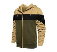 Uwdiohq Camisetas Futbol 2026 Sudadera con Capucha De Manga Larga Invierno para Hombre, Top Cremallera Que Bloquea El Color, Blusa Informal Holgada Poliéster Lana Gruesa (Khaki, XXL) Ropa