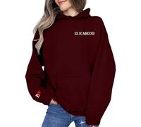 Uwdiohq Capucha Mujer Custom Embroidered Roman Numeral Sweatshirt Couple Shirt Initial On Sleeve Anniversary Year Personalized Date Hoodie Valentines Day (Vino, XXXL) Sudadera Talla Grande