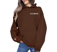 Uwdiohq Capucha Mujer Custom Embroidered Roman Numeral Sweatshirt Couple Shirt Initial On Sleeve Anniversary Year Personalized Date Hoodie Valentines Day (Café, XXXL) Sudadera Cremallera