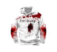 Uwdiohq Casual Hombre Sudadera con Capucha Informal Estampado De Halloween I'm Okay Bloody para Ropa Protección Solar (White, XXXL) Moda Impermeable Chaqueta Gimnasio Ciclismo Mujer Camisa