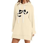 Uwdiohq Chaqueta Cremallera Mujer Women's New Slit Pocket Shoulder Length Loose Casual Sweatshirt (Beige, S) Primavera Deportiva Sudaderas Parejas De Novios Sudadera Sin Capucha Flores Termica