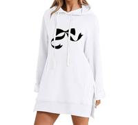 Uwdiohq Chaqueta Cremallera Mujer Women's New Slit Pocket Shoulder Length Loose Casual Sweatshirt (Blanco, L) Sudaderas De Deportivas Blancas Sudadera Abierta Chandal Completo Elegante Gorda