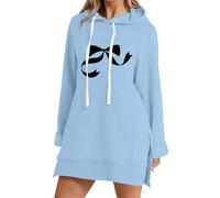Uwdiohq Chaqueta Cremallera Mujer Women's New Slit Pocket Shoulder Length Loose Casual Sweatshirt (Cielo Azul, XL) Abrigos Primavera Sudaderas con Capucha Chaquetas Rojas Sudadera Navidad Sin