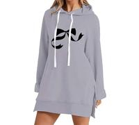 Uwdiohq Chaqueta Cremallera Mujer Women's New Slit Pocket Shoulder Length Loose Casual Sweatshirt (Grey, S) Primavera Sudaderas con Capucha Sudadera Adolescente Chica Chandal Algodon
