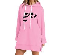 Uwdiohq Chaqueta Cremallera Mujer Women's New Slit Pocket Shoulder Length Loose Casual Sweatshirt (Rosa, XXL) Sudadera Corta Capucha Pelo Larga Invierno Full Zip Hoodie Punto Primavera Sudaderas