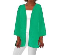 Uwdiohq Chaqueta De Punto Mujer Basica Mujeres 2024 Retro Print 3/4 Manga Cardigans Blusa Ligera Tops Abrigo Casual Duster Chaquetas (Green, XXL) Chaqueta Mujer Entretiempo Americana Ropa De