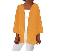 Uwdiohq Chaqueta De Punto Mujer Basica Mujeres 2024 Retro Print 3/4 Manga Cardigans Blusa Ligera Tops Abrigo Casual Duster Chaquetas (Orange, M) Chaqueta Americana Mujer Jersey Verano Casaca