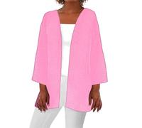 Uwdiohq Chaqueta De Punto Mujer Basica Mujeres 2024 Retro Print 3/4 Manga Cardigans Blusa Ligera Tops Abrigo Casual Duster Chaquetas (Pink, L) Chaqueta Americana Mujer De Entretiempo Invierno