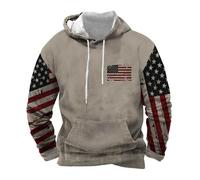 Uwdiohq Chaqueta Verano Hombre American Flag Sweatshirts For Men USA Graphic Hoodies Western Pullover Shirts Tops Sudaderas Grandes (Beige, L) Cortavientos Ropa Deportiva Anti Calor Softshell