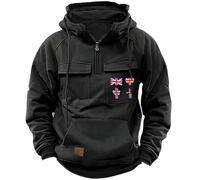 Uwdiohq Chaqueta Verano Hombre American Sweatshirt Men's Winter Plus Velvet Thickened Warm Cold Proof Heavy Sudaderas Original (Black, M) Softshell Ropa Playa Moda Jersey Manga Corta De Deporte