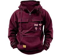 Uwdiohq Chaqueta Verano Hombre American Sweatshirt Men's Winter Plus Velvet Thickened Warm Cold Proof Heavy Sudaderas Original (Red, M) Ropa Deportiva De Gimnasio Cortavientos Running Playa