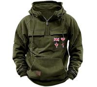 Uwdiohq Chaqueta Verano Hombre American Sweatshirt Men's Winter Plus Velvet Thickened Warm Cold Proof Heavy Sudaderas Original (Green, M) Jersey Manga Corta Proteccion Solar Camiseta Sin Mangas