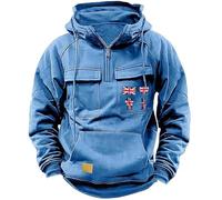 Uwdiohq Chaqueta Verano Hombre American Sweatshirt Men's Winter Plus Velvet Thickened Warm Cold Proof Heavy Sudaderas Original (Light Blue, XXL) Camiseta Sin Mangas Ropa Boxeo Chaquetas De