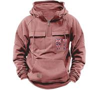 Uwdiohq Chaqueta Verano Hombre American Sweatshirt Men's Winter Plus Velvet Thickened Warm Cold Proof Heavy Sudaderas Original (Pink, XXXL) Clothing Oversized Gym Kit De Pesca Moda Entrenamiento