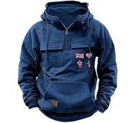 Uwdiohq Chaqueta Verano Hombre American Sweatshirt Men's Winter Plus Velvet Thickened Warm Cold Proof Heavy Sudaderas Original (Blue, XXXL) Gym Kit De Pesca Ropa Gimnasio Ciclismo Sin Mangas