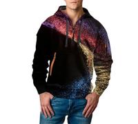 Uwdiohq Chaqueta Verano Hombre Men's Saint Day Sweatshirt Half Zip Shirt Plus Size Long Sleeve Fashionable Holiday Pullover Sudadera Colores (Blue, XXL) Moto Protecciones Ropa Deportiva Moda
