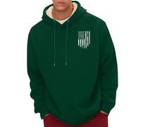 Uwdiohq Chaqueta Verano Hombre Men's Spring and Autumn Winter 2D Printed Personalized Retro National Flag Casual Fashion Plus Velvet Thickened Sweatshirt Top Esqueleto (Green, L) Ropa De Boxeo