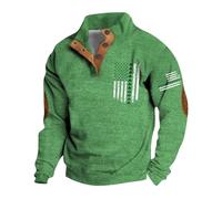 Uwdiohq Chaqueta Verano Hombre Sudadera De Tamaño con Cuello De Color Estampado De St. Day para Mujer Sudadera Ligera De Manga Larga Suelta Blusa Suelta Sudaderas Hombre De Vestir (Green, XXXL)