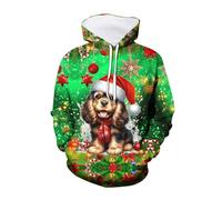 Uwdiohq Chaquetones Hombre Invierno Men's Casual Fashion Loose 3D Christmas Print Long Sleeved Hoodie Sudadera Y Mujer (Bronze, M) Ropa De Caza Moda Pijama Parejas Chaqueta Entretiempo Muscle