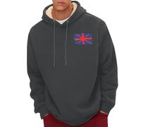 Uwdiohq Chaquetones Hombre Invierno Men's Spring and Autumn Winter Sweatshirt Plus Velvet Thickened 2D Printing Personalized Retro National Flag Casual Fashion Sudaderas Coche (Dark Gray, XXXXL)