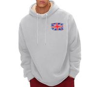 Uwdiohq Chaquetones Hombre Invierno Men's Spring and Autumn Winter Sweatshirt Plus Velvet Thickened 2D Printing Personalized Retro National Flag Casual Fashion Sudaderas Coche (Grey, XL) Tallas