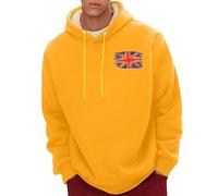 Uwdiohq Chaquetones Hombre Invierno Men's Spring and Autumn Winter Sweatshirt Plus Velvet Thickened 2D Printing Personalized Retro National Flag Casual Fashion Sudaderas Coche (Yellow, XXL)