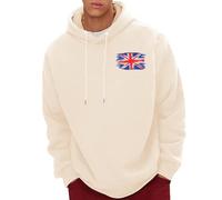 Uwdiohq Chaquetones Hombre Invierno Men's Spring and Autumn Winter Sweatshirt Plus Velvet Thickened 2D Printing Personalized Retro National Flag Casual Fashion Sudaderas Coche (Beige, XXXL) Gym